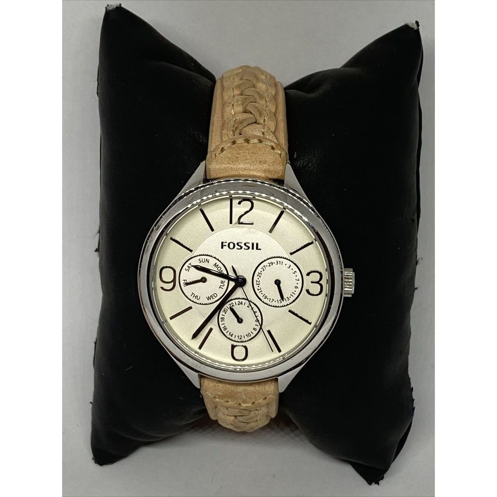 Fossil BQ3249 Women's Leather White Analog Dial Quartz Genuine Wrist Watch JK739